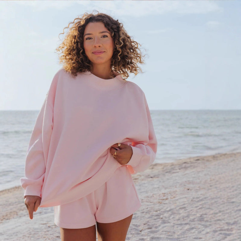 Load image into Gallery viewer, Women's Round Neck Sweatshirt & Shorts Set