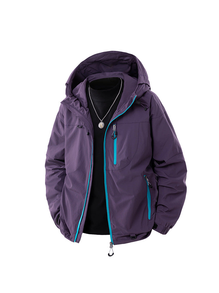 Load image into Gallery viewer, Men's windproof jacket in sunset orange – movement shot