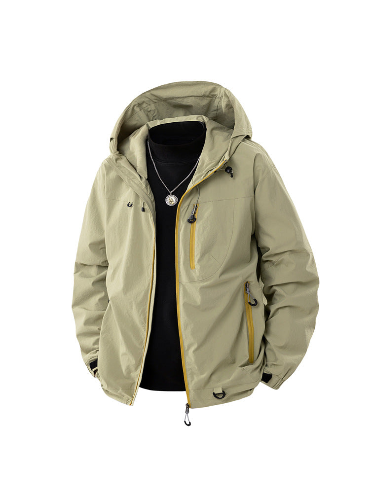 Load image into Gallery viewer, Men's windproof corduroy jacket in sunset orange – front view
