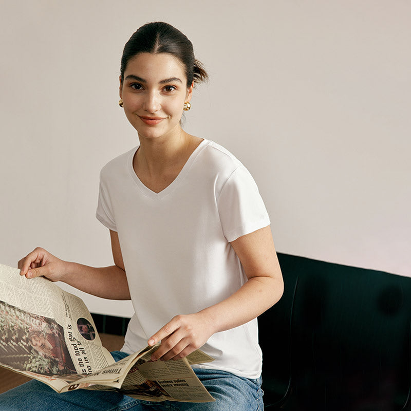 Load image into Gallery viewer, Women's Short Sleeve V-Neck T-Shirts