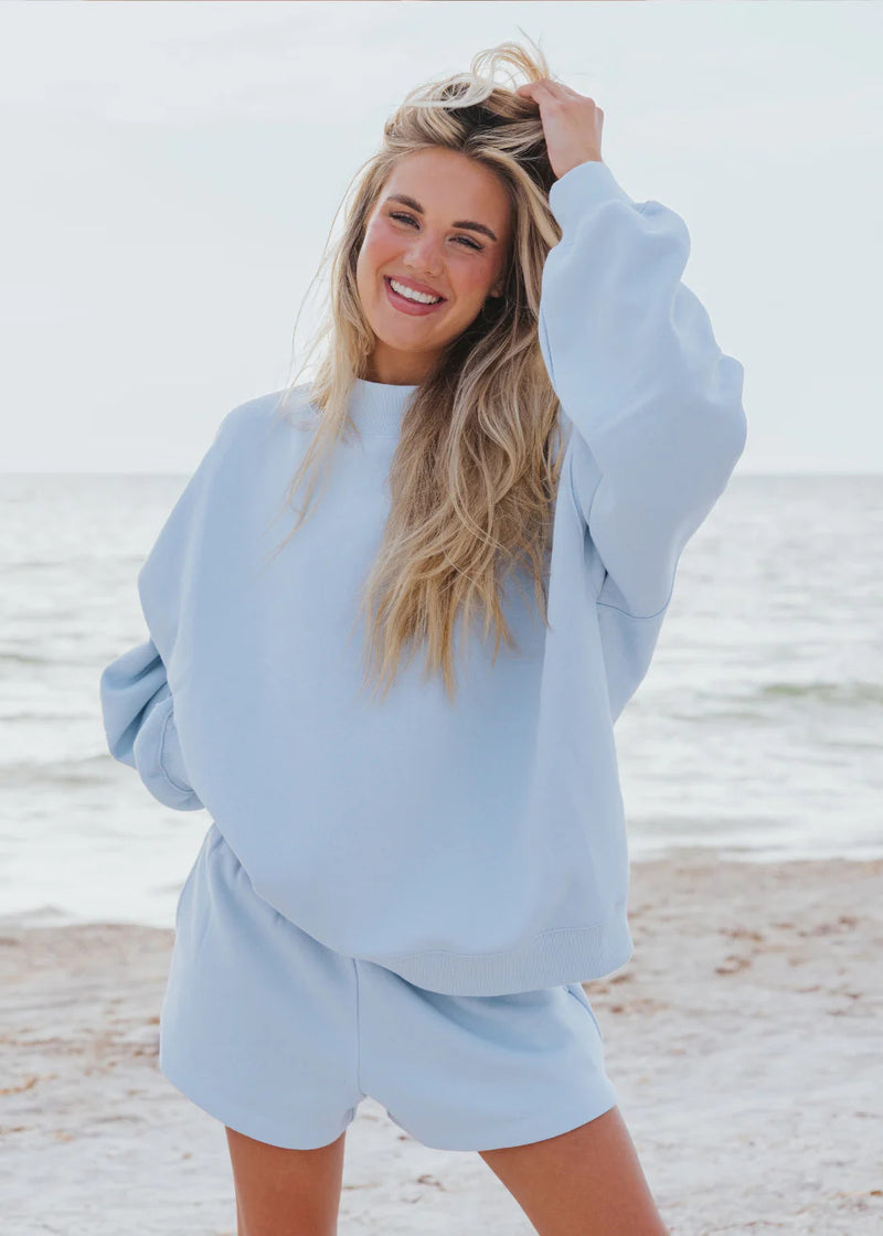 Load image into Gallery viewer, Women's Round Neck Sweatshirt & Shorts Set
