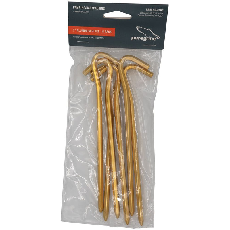 Load image into Gallery viewer, Peregrine 7&quot; Aluminum Heat-Treated Tent Stakes - 6-pack

