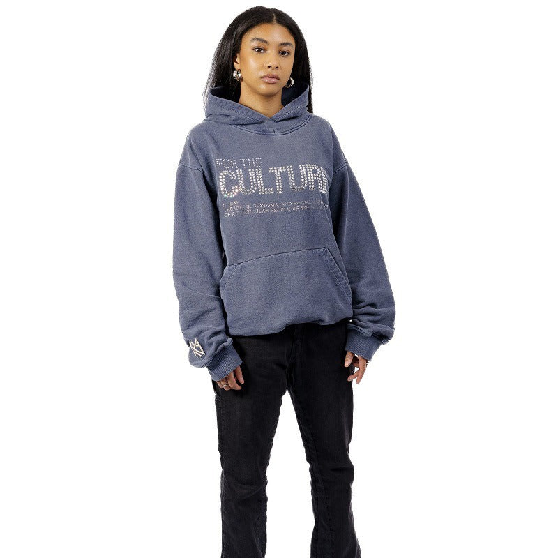 Load image into Gallery viewer, Rhinestone Letter Pullover Hoodie