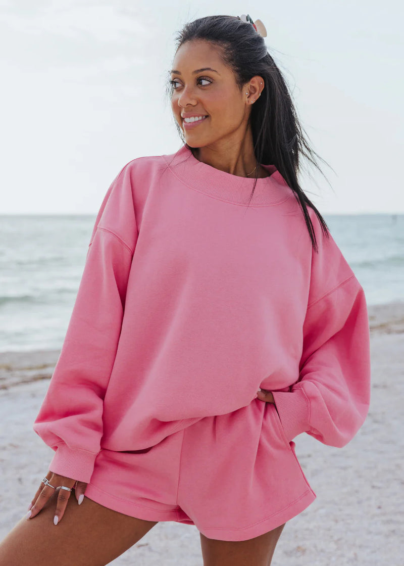 Load image into Gallery viewer, Women's Round Neck Sweatshirt & Shorts Set