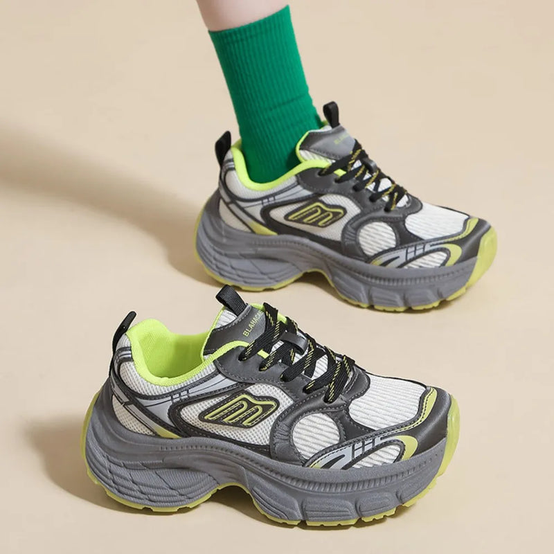 Load image into Gallery viewer, Letter Lace-Up Round Toe Athletic Shoes