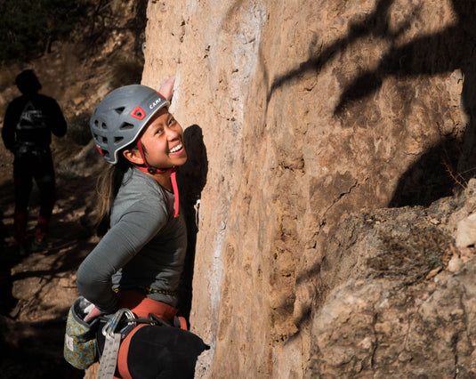 Asian American rock climber