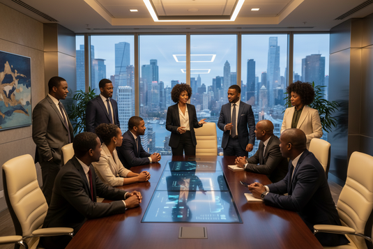 Black-owned business boardroom with black executives