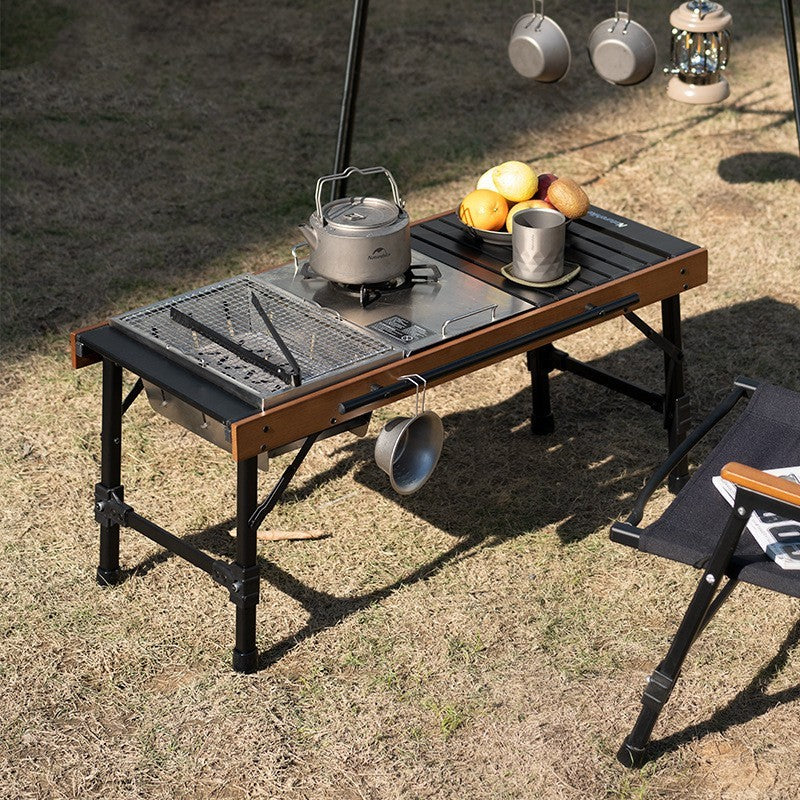 Folding camp chairs and camping furniture at a campsite