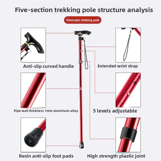 Telescopic Folding Trekking Pole with Wrist Strap