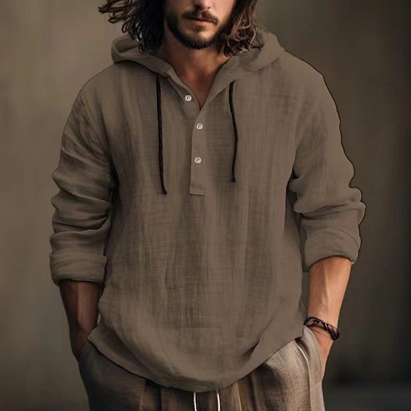 Load image into Gallery viewer, Men's Cotton Linen Hooded Sweatshirt
