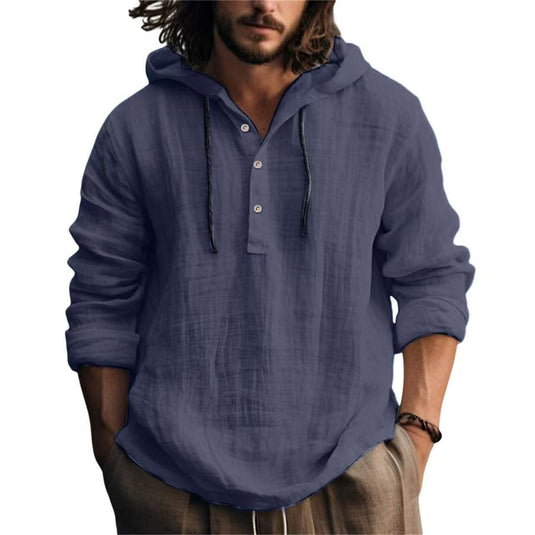 Men's Cotton Linen Hooded Sweatshirt