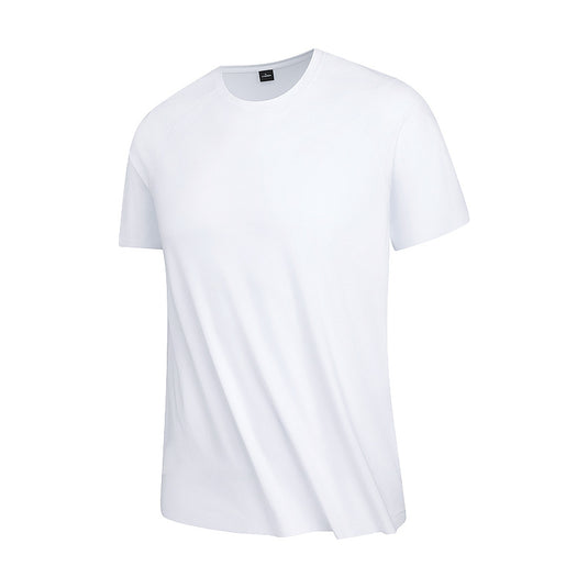 Summer T-Shirt Short-Sleeved Men's Seamless Ice Silk Breathable Quick-Drying Sun Protection Anti-Un Pure Color Youth Sports Round Neck T-Shirt for Men