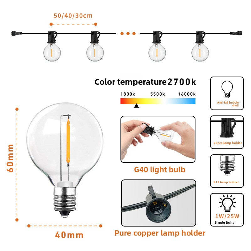 Load image into Gallery viewer, Solar Powered G40 Outdoor Decorative Light String
