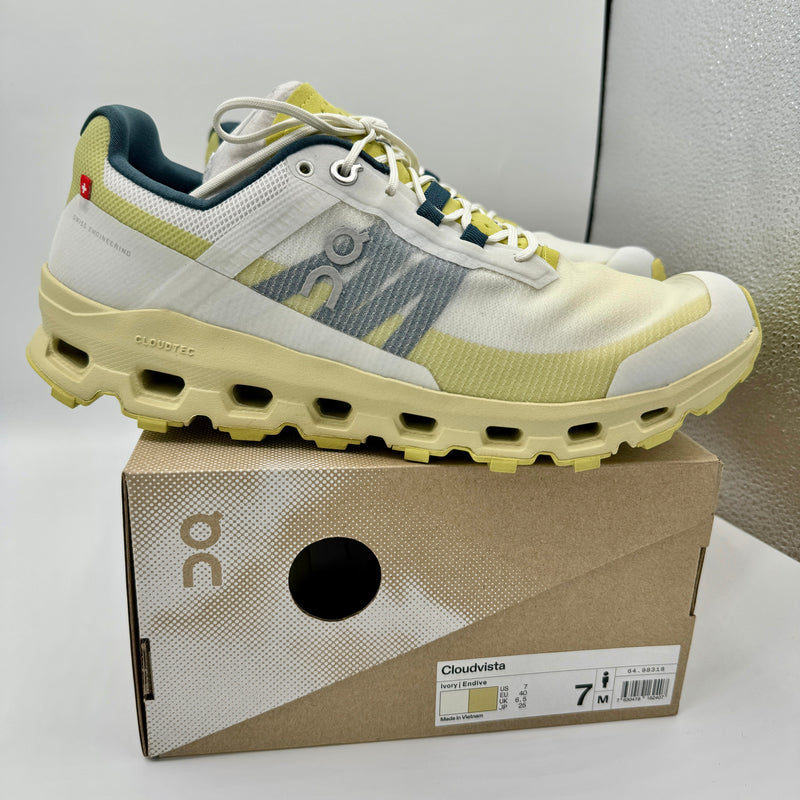 Load image into Gallery viewer, On Running Cloudvista Running Shoes Ivory Endive yellow green men’s trail
