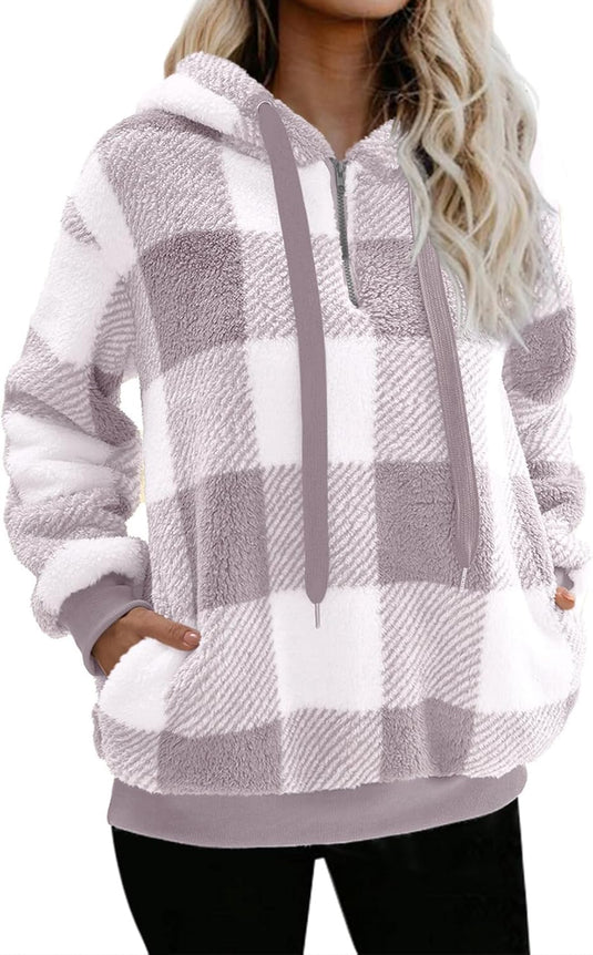 Women's Sherpa Pullover Oversized Fuzzy Hoodie Double Fleece Sweatshirt