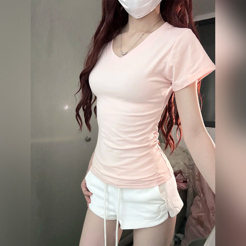 Load image into Gallery viewer, A simple straight-shoulder V-neck base layer top
