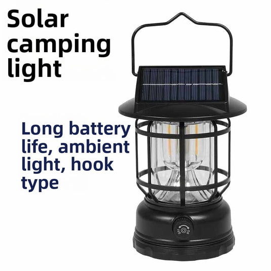 Solar Retro Camping Lamp Outdoor Lighting Horse Lamp Long Life Charging Tent Portable Lamp Warm Light Atmosphere Lamp