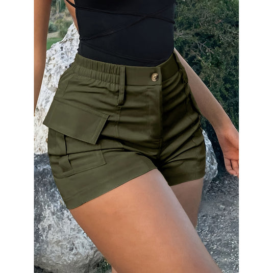 Women's High Waist Button Front Cargo Shorts
