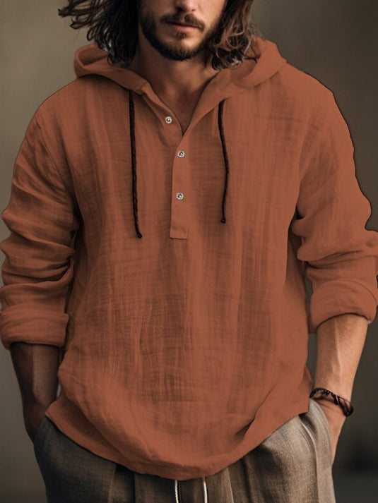 Men's Cotton Linen Hooded Sweatshirt