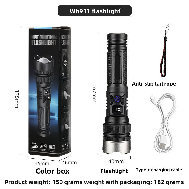 Load image into Gallery viewer, Rechargeable Zoom Flashlight with Digital Display

