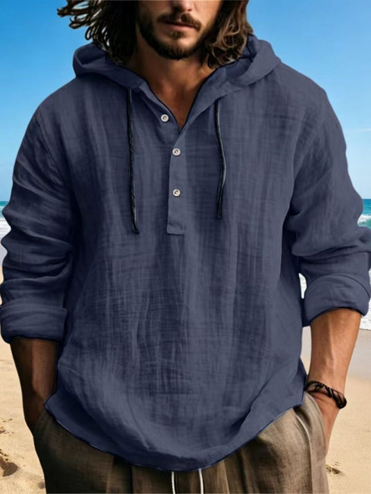 Men's Cotton Linen Hooded Sweatshirt