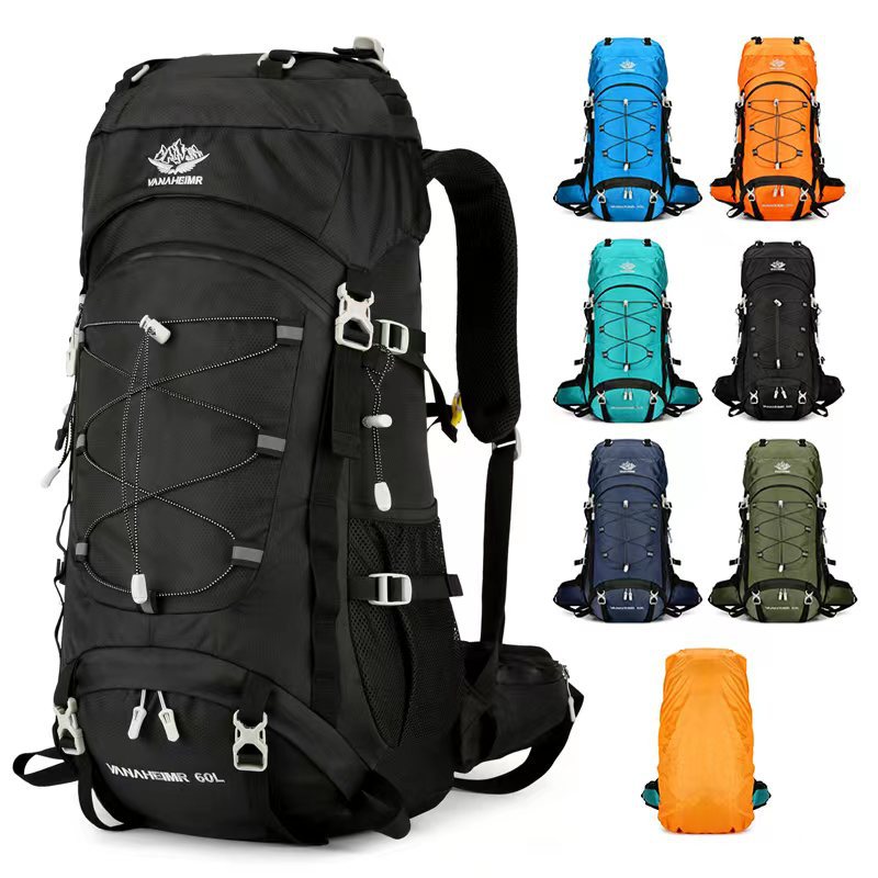 Load image into Gallery viewer, Black hiking backpack with multiple color options displayed on a white background
