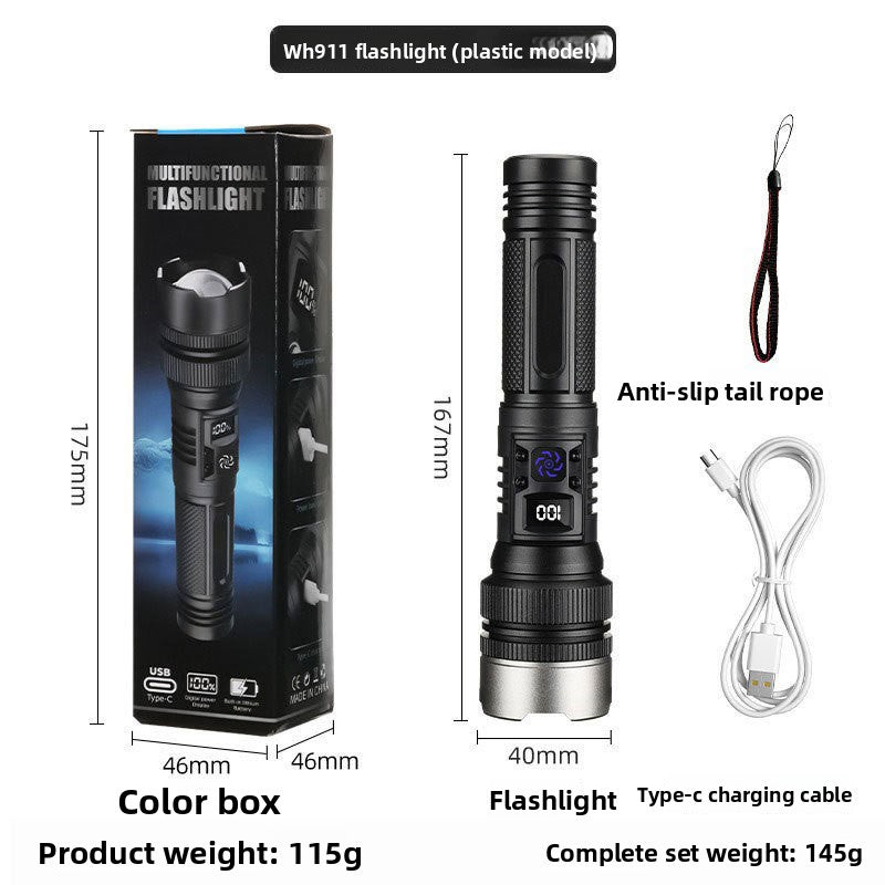 Load image into Gallery viewer, Rechargeable Zoom Flashlight with Digital Display
