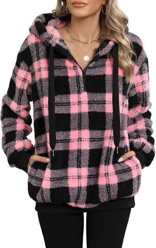 Women's Sherpa Pullover Oversized Fuzzy Hoodie Double Fleece Sweatshirt