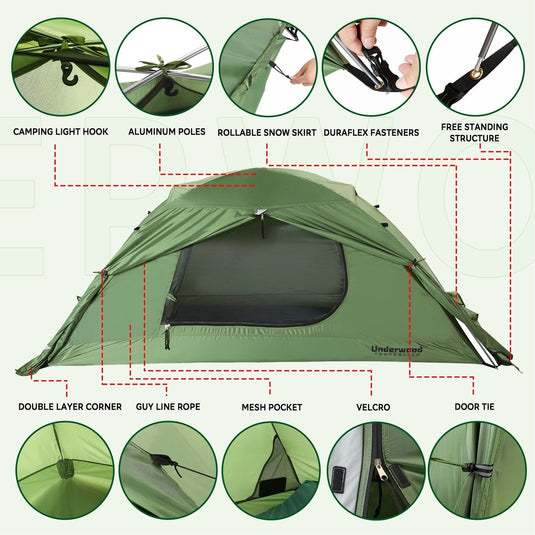 Underwood 1-Person Backpacking Tent for 4-Seasons