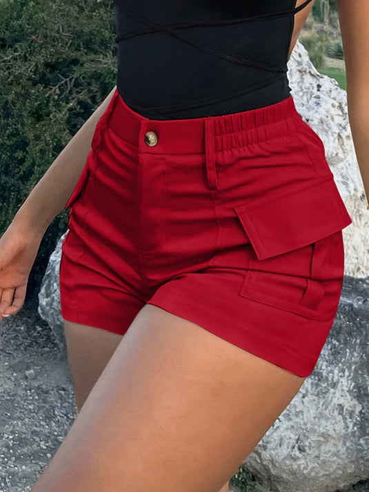 Women's High Waist Button Front Cargo Shorts