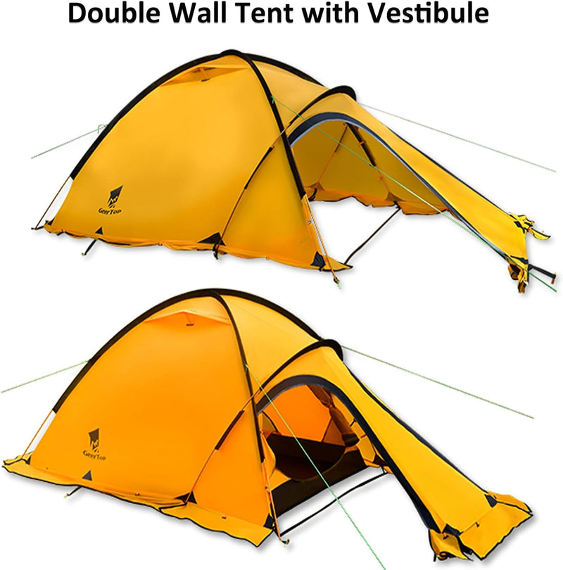 Load image into Gallery viewer, Portable 2 Person 4 Season Tent Waterproof Backpacking Tent Double Layer All Weather for Camping Hiking Travel Climbing Mountaineering - Easy Set Up
