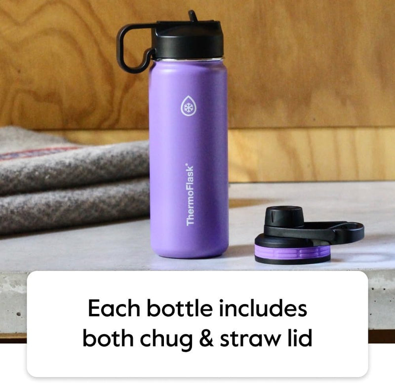 Load image into Gallery viewer, 40 Oz Double Wall Vacuum Insulated Stainless Steel Water Bottle with Spout and Straw Lids, Plum
