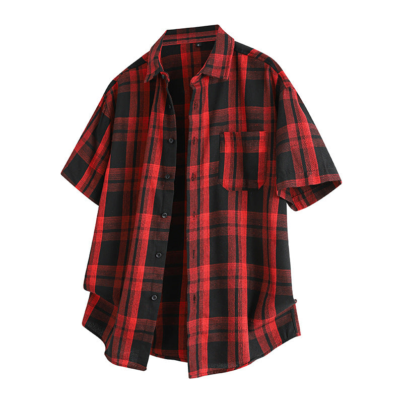 Load image into Gallery viewer, Short Sleeve Plaid Lapel Shirt
