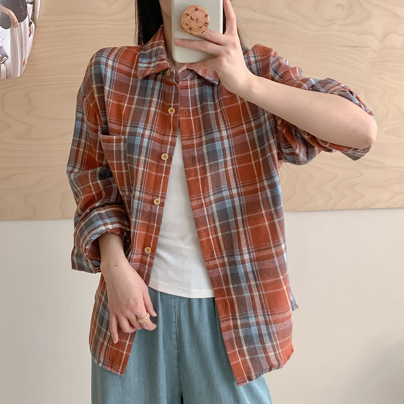 Load image into Gallery viewer, Vintage Plaid Loose Shirt
