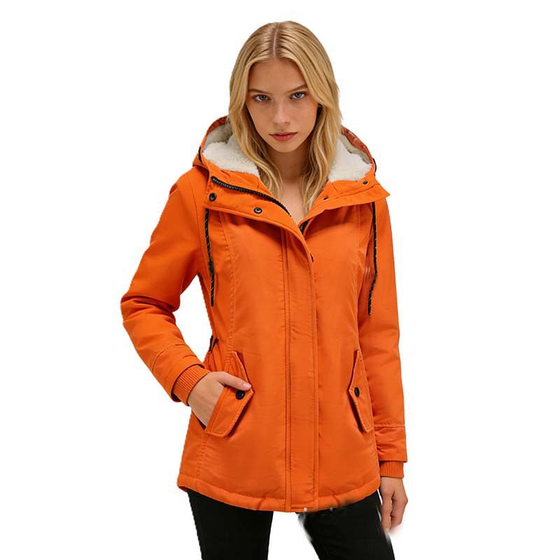Load image into Gallery viewer, Women's long-sleeved fleece-lined zip-up jacket
