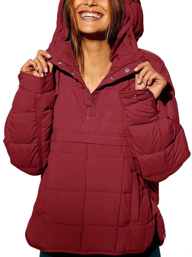 Load image into Gallery viewer, Women's zip camping jacket in orange – front close-up
