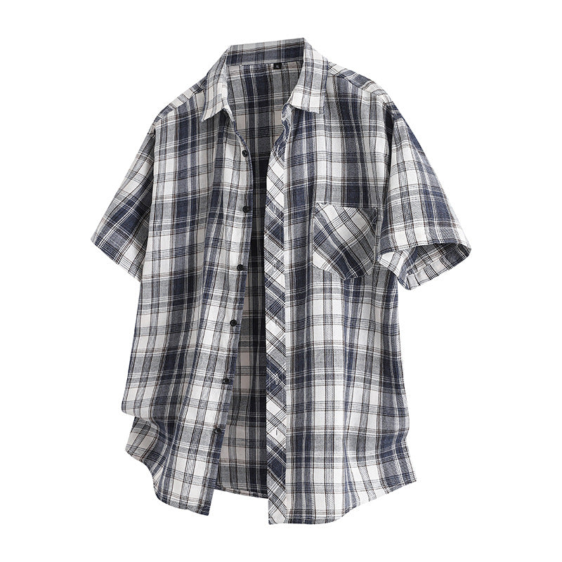 Load image into Gallery viewer, Short Sleeve Plaid Lapel Shirt
