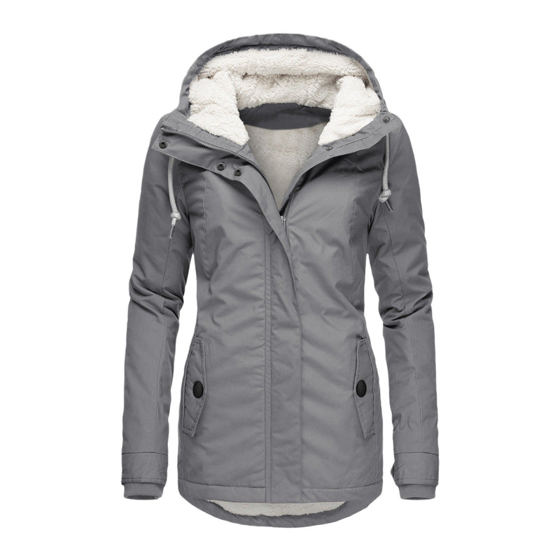 Load image into Gallery viewer, Women's long-sleeved fleece-lined zip-up jacket
