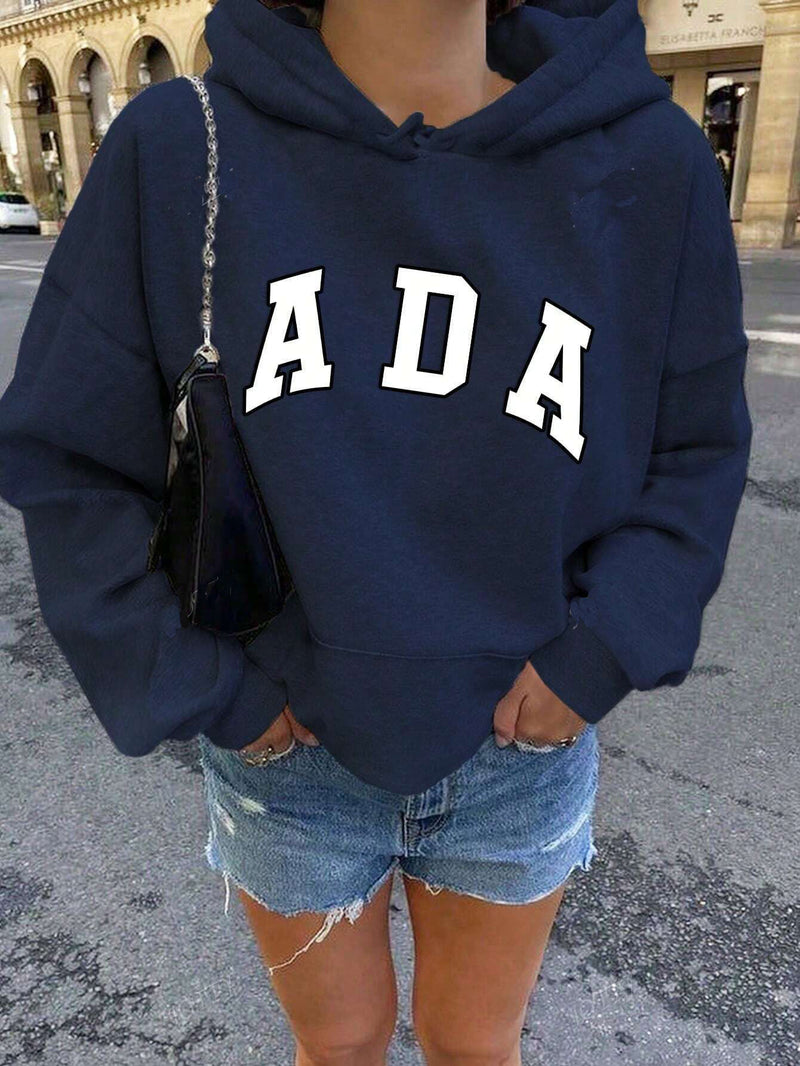 Load image into Gallery viewer, Letter Print Fleece Lined Hooded Sweatshirt
