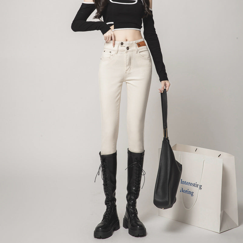 Load image into Gallery viewer, High-Waisted Fleece-Lined Women's Jeans
