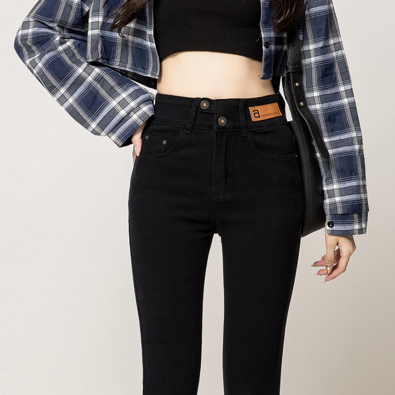 Load image into Gallery viewer, High-Waisted Fleece-Lined Women's Jeans
