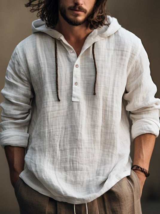 Men's Cotton Linen Hooded Sweatshirt