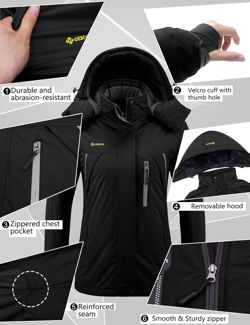 Load image into Gallery viewer, Women’s Mountain Waterproof Ski Snow Jacket Winter Windproof Rain Jacket with Hood
