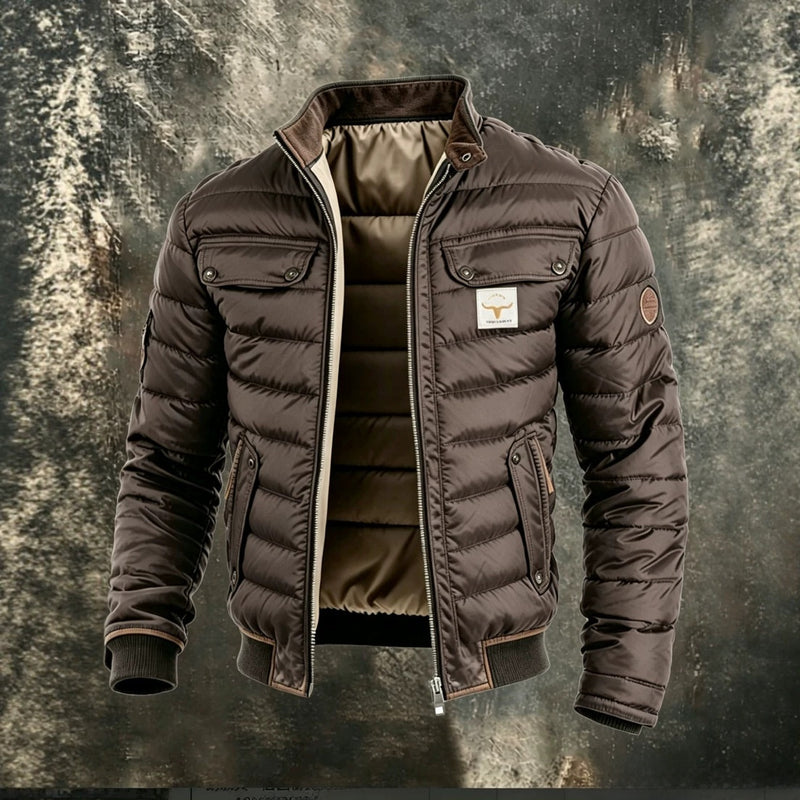 Load image into Gallery viewer, Men's Retro Quilted Zip-Up Jacket with Cotton Filling
