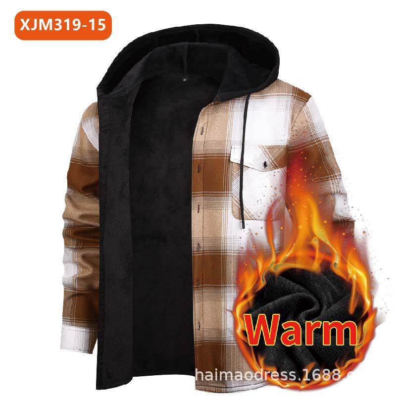 Load image into Gallery viewer, Fleece-Lined Hooded Plaid Shirt-Jacket for Men
