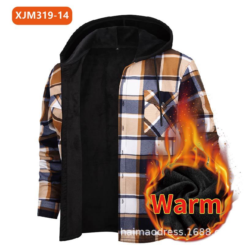 Load image into Gallery viewer, Fleece-Lined Hooded Plaid Shirt-Jacket for Men
