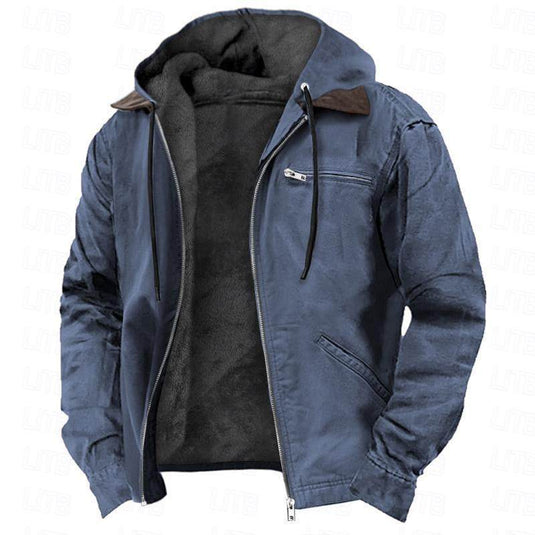 Mens Fleece Lined Hooded Jacket