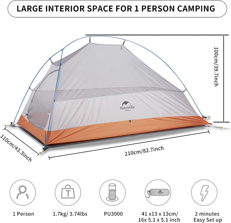 Load image into Gallery viewer, Cloud-Up 1 Person Lightweight tent.  Waterproof, Ultralight, Double Layer for Camping Hiking Backpacking
