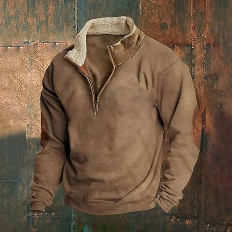 Load image into Gallery viewer, Men's Retro Patchwork Half Zip Sweatshirt
