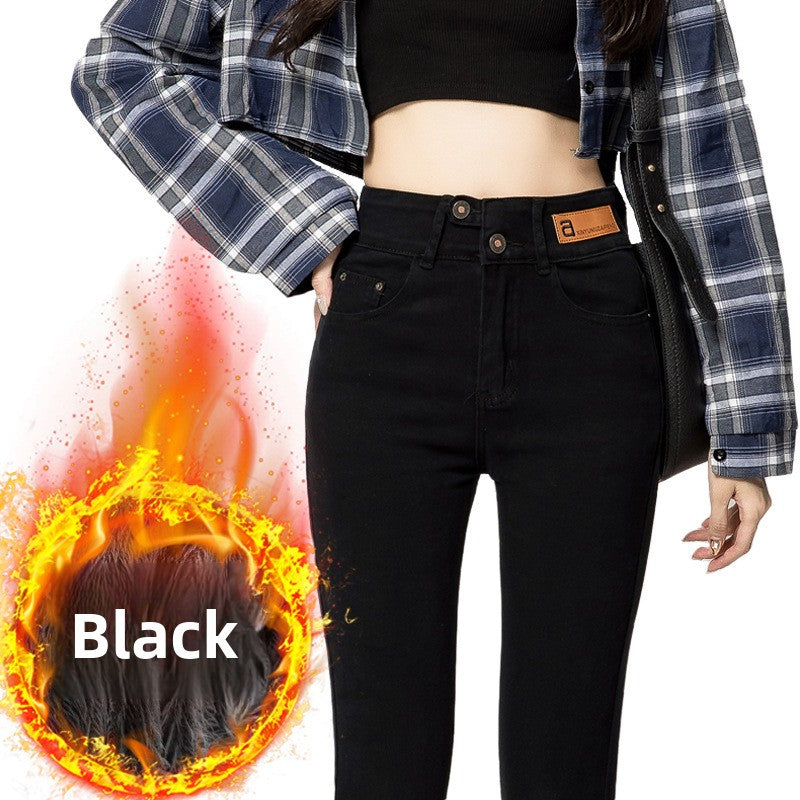 Load image into Gallery viewer, High-Waisted Fleece-Lined Women's Jeans
